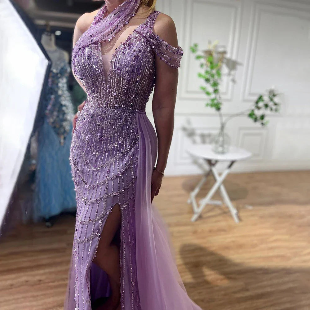 Luxus Perlen Karamell Abendkleider Elegante Lange Arabische Prom Formale Kleider für Frauen Hochzeit Party 2025 LA71778A