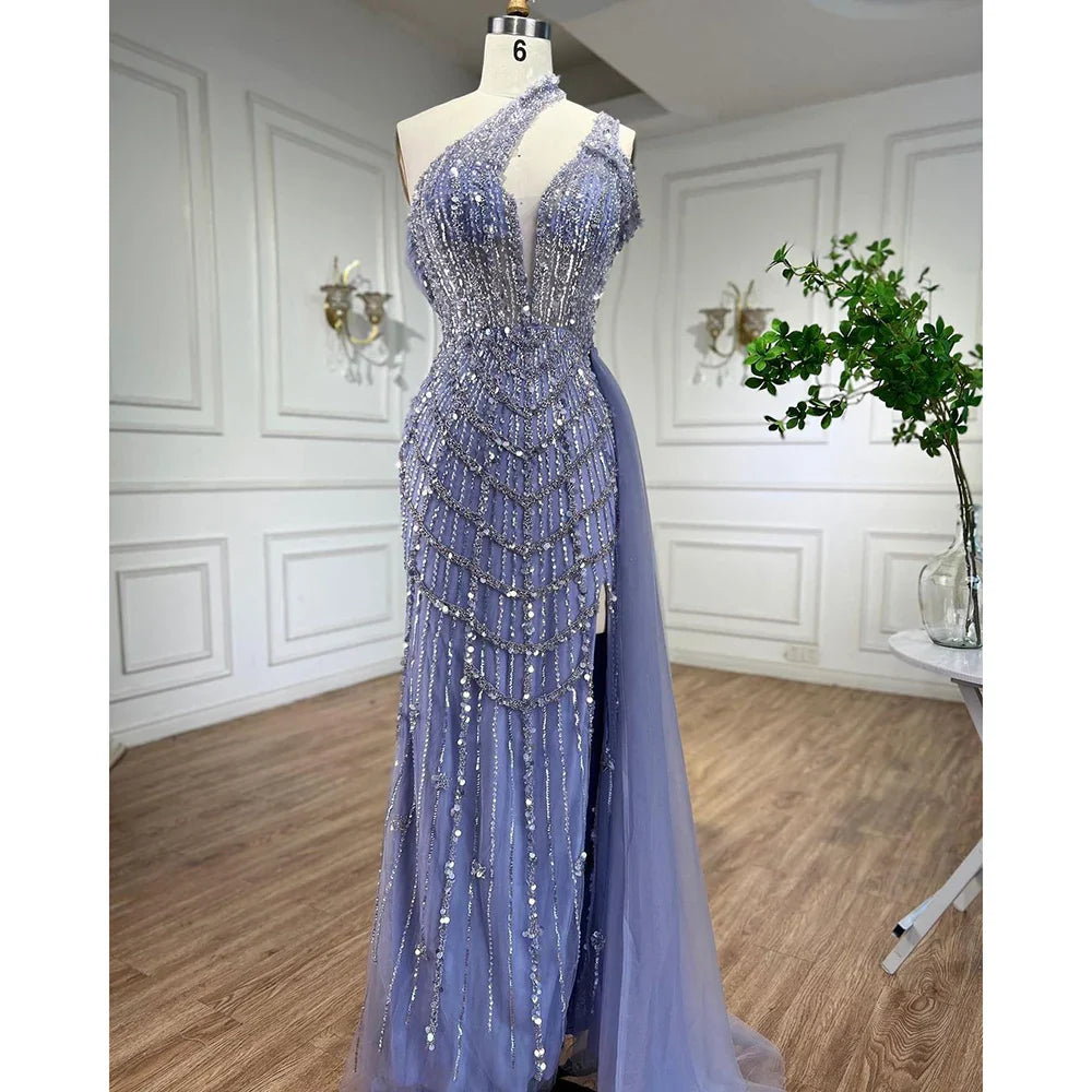 Luxus Perlen Karamell Abendkleider Elegante Lange Arabische Prom Formale Kleider für Frauen Hochzeit Party 2025 LA71778A