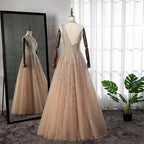 Vestidos de noche de lujo con cuentas en color lila para mujer, para fiesta de boda LA71778