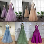 Vestidos de noche de lujo con cuentas en color lila para mujer, para fiesta de boda LA71778