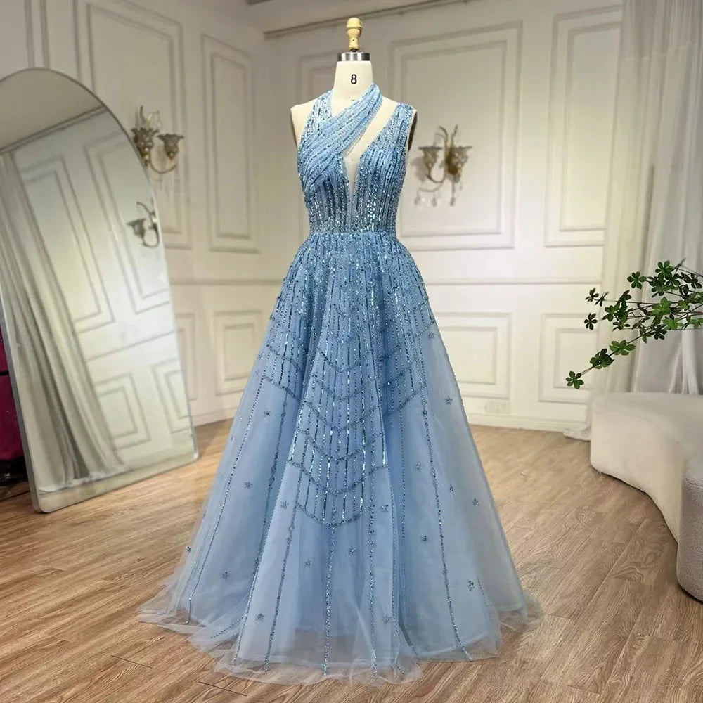 Vestidos de noche de lujo con cuentas en color lila para mujer, para fiesta de boda LA71778