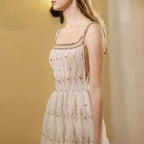 Luxus Kristall Dubai Weiß Abendkleider für Frauen Hochzeit Quadratischer Ausschnitt Midi Formales Abschlussball-Partykleid LA72473 