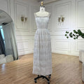 Luxus Kristall Dubai Weiß Abendkleider für Frauen Hochzeit Quadratischer Ausschnitt Midi Formales Abschlussball-Partykleid LA72473 