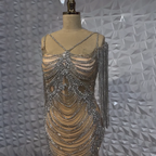 Vestidos de noche de lujo con borlas de cristal color caramelo de Dubái para mujer, vestidos de boda con tirantes finos, vestidos formales de fiesta de graduación LA72468 
