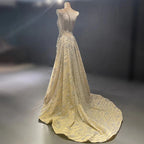 Luxus Dubai Arabien Nude Perlen One Shoulder Mermaid Elegante Abendkleider Kleider Für Frau Hochzeit Party LA71538 