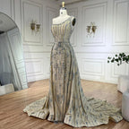 Luxus Dubai Arabien Nude Perlen One Shoulder Mermaid Elegante Abendkleider Kleider Für Frau Hochzeit Party LA71538 