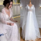 Luxus Dubai Grau Abend Formale Kleider mit Feder Cape Schal Gold Arabisch Frauen Hochzeit Party Kleider Lange LA70640 