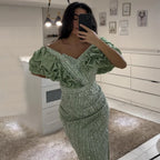 Luxus Dubai Off Schulter Meerjungfrau Sage Green Abendkleider Für Frauen Arabisch Hochzeit Party Kleid 2025 LA72281 