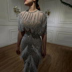 Luxury Dubai White Feathers Two Pieces Evening Dresses LA72098