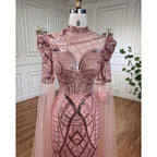 Luxury Emerald Green Evening Dresses with Cape Sleeves 2025 Elegant Women Wedding Party Gowns LA72077