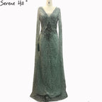 Luxus Grau Spitze Elegante Meerjungfrau Abendkleider Kleider 2025 Cape-Ärmel Sexy Für Frauen Party LA70857 