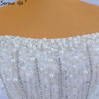 Vestidos de novia blancos de lujo estilo sirena 2025 con mangas estilo capa y perlas HM67278, hechos a medida 