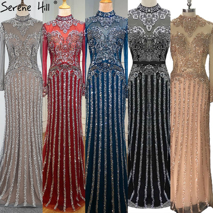 Vestido de noche largo y elegante de sirena, de lujo, color gris musulmán, con cola desmontable, para mujer LA70199 