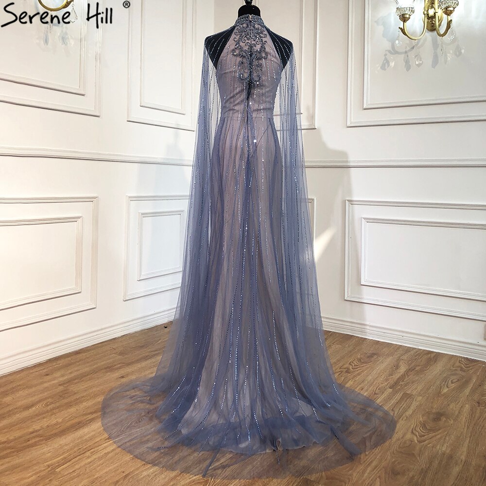 Luxury Navy Blue With Train Evening Dresses Gowns 2025 Mermaid Beading Diamond Elegant For Women Party LA70807