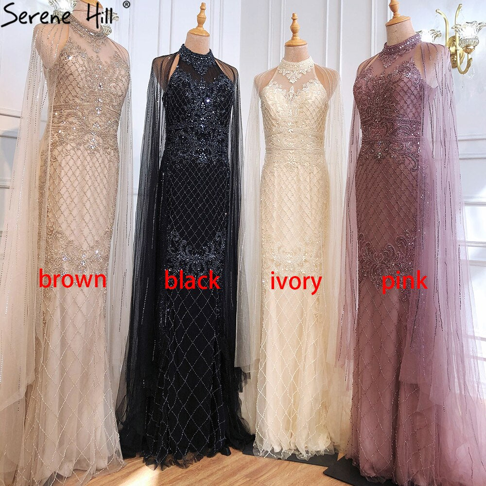 Luxury Navy Blue With Train Evening Dresses Gowns 2025 Mermaid Beading Diamond Elegant For Women Party LA70807