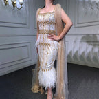 Glitzerndes graues Meerjungfrau-Abendkleid mit Umhang LA71492