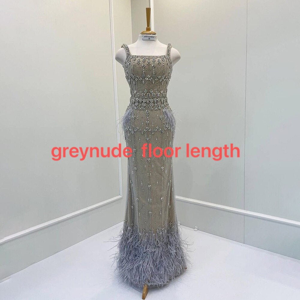 Vestido de noche árabe de sirena gris brillante con capa LA71492