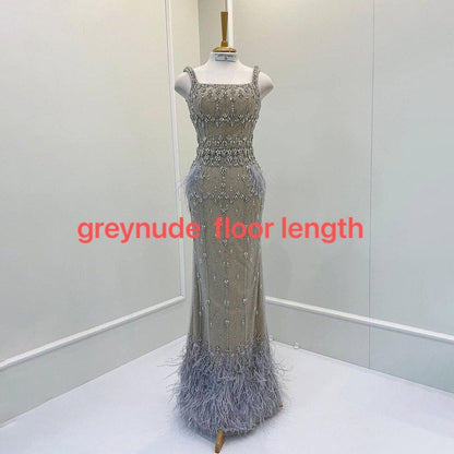 Vestido de noche árabe de sirena gris brillante con capa LA71492