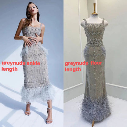 Vestido de noche árabe de sirena gris brillante con capa LA71492
