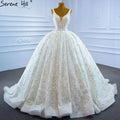 Vestidos de novia de lujo con cuentas blancas, 2025, brillantes, sin mangas, vestido de novia HM67254, hecho a medida 