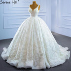 Vestidos de novia de lujo con cuentas blancas, 2025, brillantes, sin mangas, vestido de novia HM67254, hecho a medida 