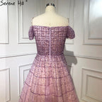 Mauve Off Shoulder Luxury Evening Dresses Gowns 2025 Beading Diamond Sexy For Women Party LA70263