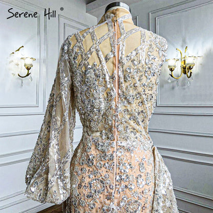 Mermaid Gold Luxury With Skirt Evening Dresses Gowns 2025 Beading Elegant One Shoulder For Women Party LA71094