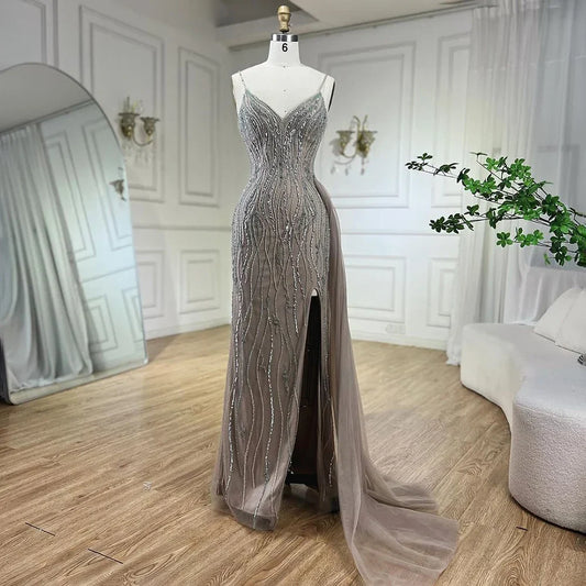 Mermaid Spaghetti Strap Luxury Beaded  Split Evening  Dresses Gowns  For Women Party  Prom Drsses  2025 LA72276