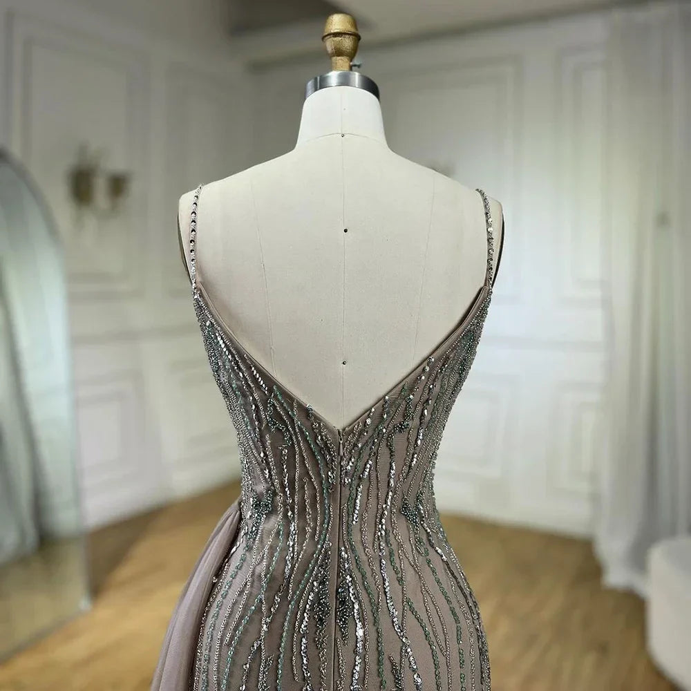 Mermaid Spaghetti Strap Luxury Beaded  Split Evening  Dresses Gowns  For Women Party  Prom Drsses  2025 LA72276