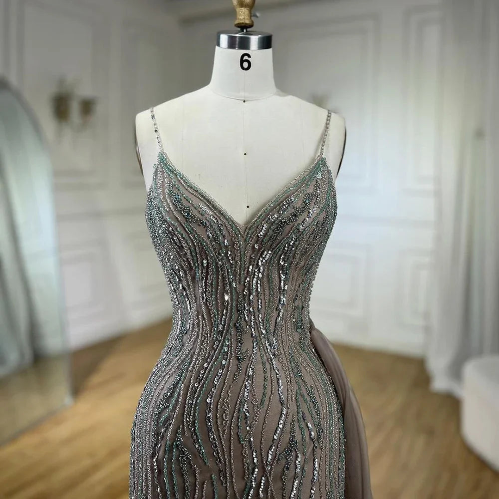 Mermaid Spaghetti Strap Luxury Beaded  Split Evening  Dresses Gowns  For Women Party  Prom Drsses  2025 LA72276