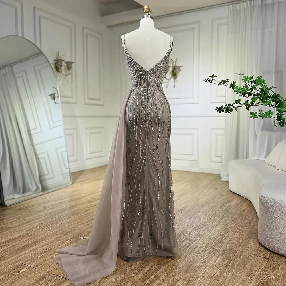 Mermaid Spaghetti Strap Luxury Beaded  Split Evening  Dresses Gowns  For Women Party  Prom Drsses  2025 LA72276