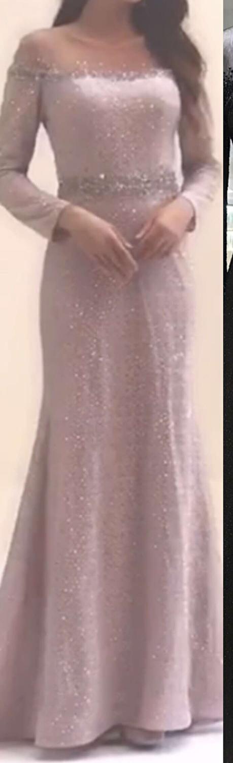 Meerjungfrau Weinrot O-Ausschnitt Abendkleider 2025 Einsame Ärmel Perlen Luxus Abendkleid Design LA70730 