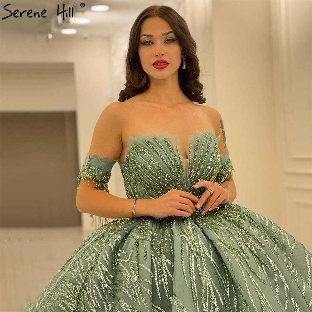 Mint Luxus Perlen Quaste Brautkleider 2025 High-end Lace Up Brautkleid HM67411 Nach Maß 