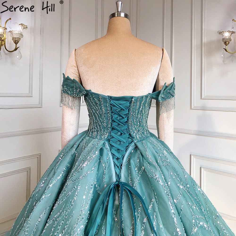 Mint Luxus Perlen Quaste Brautkleider 2025 High-end Lace Up Brautkleid HM67411 Nach Maß 