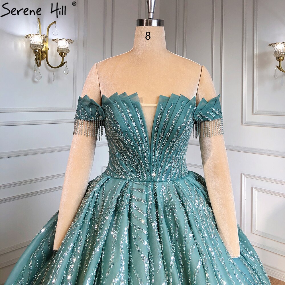 Mint Luxus Perlen Quaste Brautkleider 2025 High-end Lace Up Brautkleid HM67411 Nach Maß 