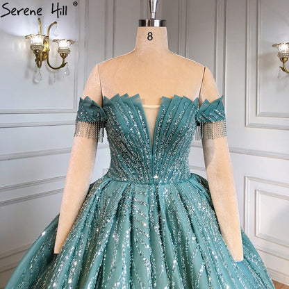 Mint Luxury Beaded Tassel Wedding Dresses 2025 High-end Lace Up Bridal Dress HM67411 Custom Made
