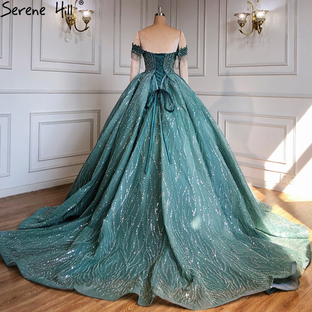 Mint Luxus Perlen Quaste Brautkleider 2025 High-end Lace Up Brautkleid HM67411 Nach Maß 