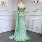 Mint Mermaid Luxus Abendkleider Kleider Elegante Perlen Eine Schulter 2025 Für Frauen Party LA71638 