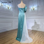 Mint Mermaid Split Evening Dresses Gowns 2025 Diamon One Shoulder Sexy For Women Party LA70875