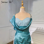 Mint Mermaid Split Evening Dresses Gowns 2025 Diamon One Shoulder Sexy For Women Party LA70875