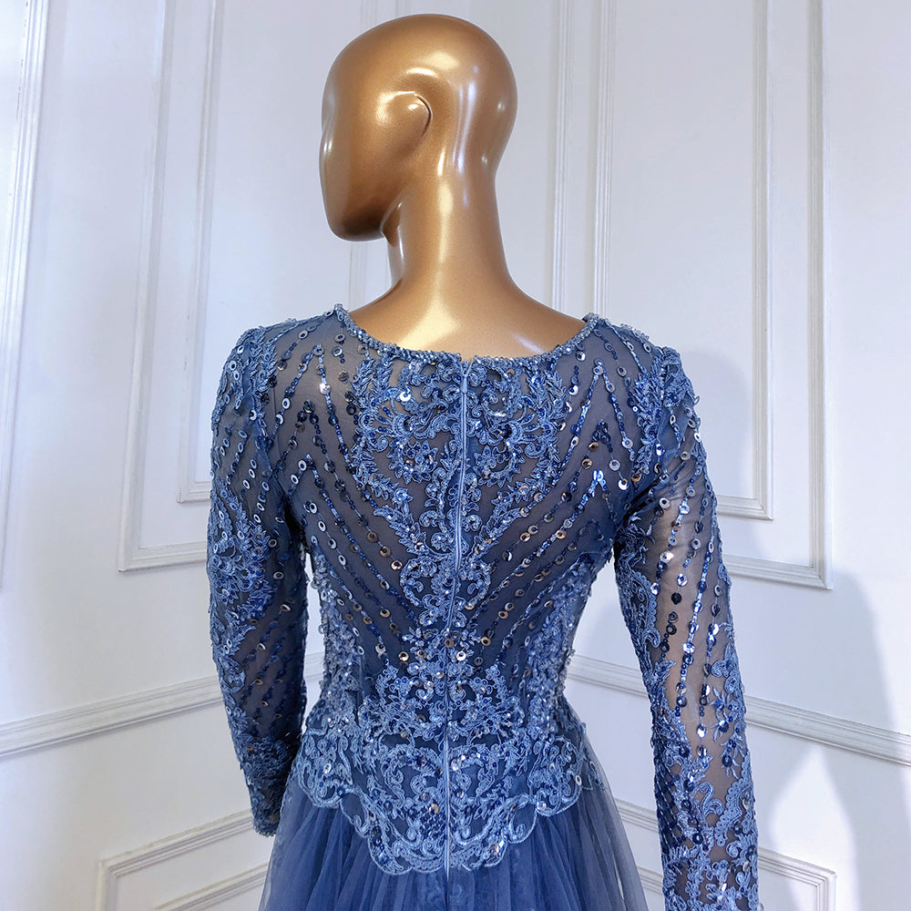 Moslim Blue Mermaid Avond Jurken 2025 Overrok Luxe Kralen Elegant für Vrouw Party LA71558 