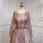 Muslim A-Line Pink Luxury Evening Dresses Gowns Lace Beaded 2025 For Women Party LA71794