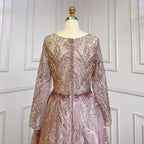 Muslim A-Line Pink Luxury Evening Dresses Gowns Lace Beaded 2025 For Women Party LA71794