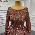 Muslim Bean Rosa Gold Abendkleider Kleider 2025 A-Line Luxus Sparkle Für Frauen Party HM67124A 