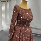 Muslim Bean Rosa Gold Abendkleider Kleider 2025 A-Line Luxus Sparkle Für Frauen Party HM67124A 
