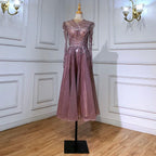 Vestido de noche musulmán negro de corte A, midi, de lujo, con cuentas, largo hasta los tobillos, para mujer, fiesta, LA71290 