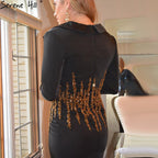 Muslimischen Schwarz Perlen Abendkleider Kleider 2025 Satin Meerjungfrau Elegante Für Frauen Party LA71451 