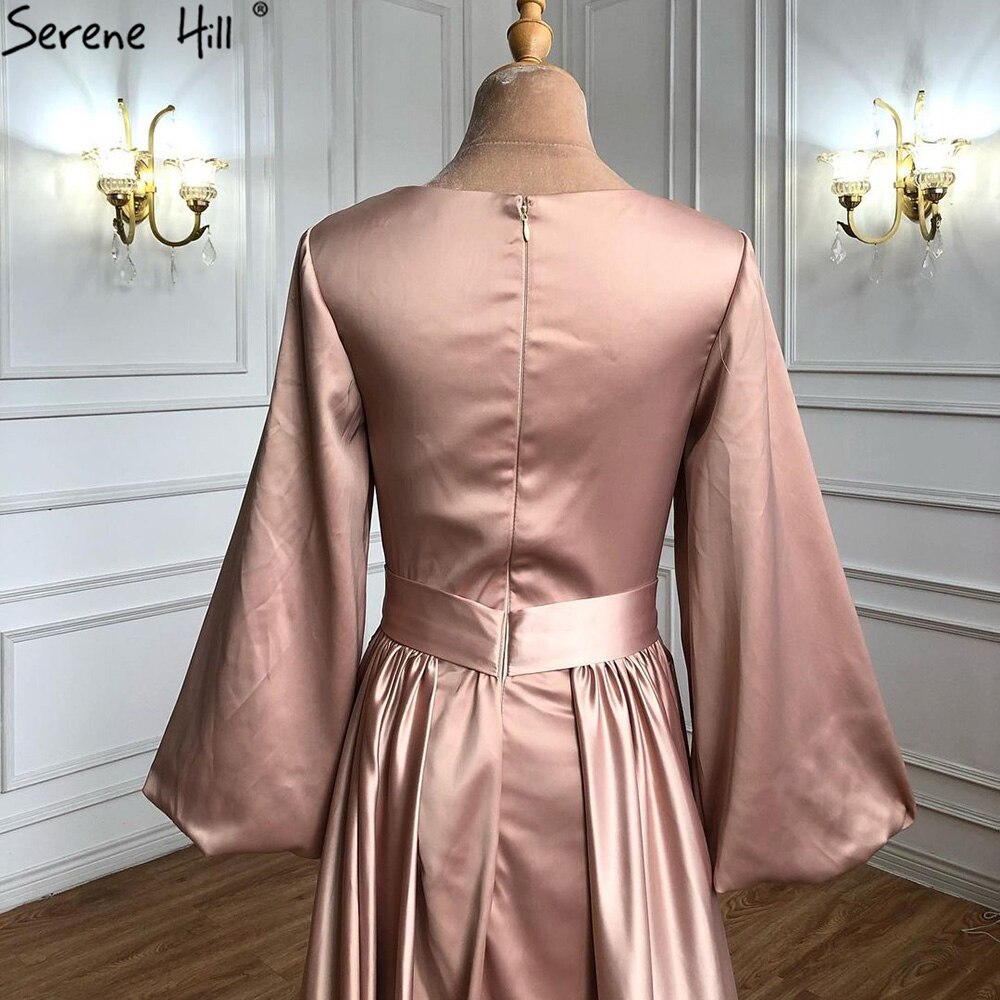 Vestido de noche musulmán caftán moka corte A, mangas farol, con abalorios, sexy, para mujer, fiesta, LA71054 