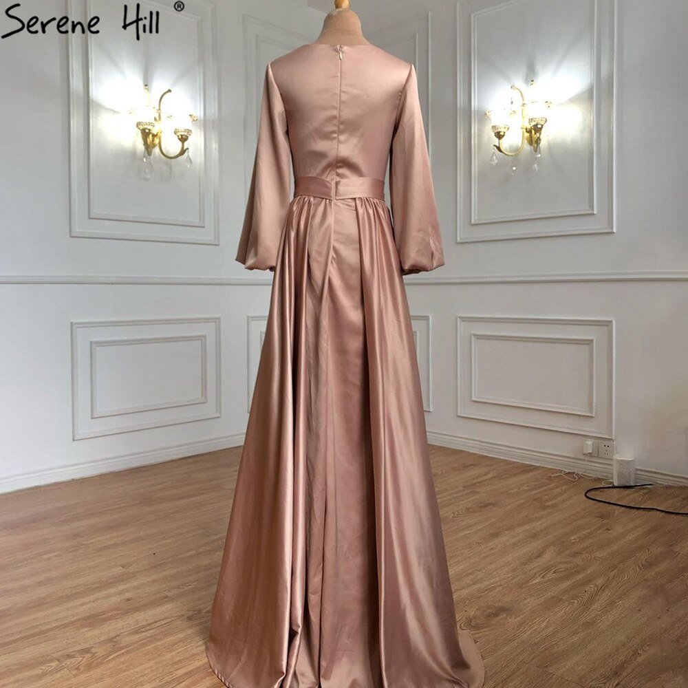 Vestido de noche musulmán caftán moka corte A, mangas farol, con abalorios, sexy, para mujer, fiesta, LA71054 