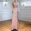 Muslimischen Champagner Luxus Abendkleider Kleider 2025 Meerjungfrau Elegante Perlen Für Frauen Hochzeit Party LA71225 